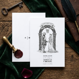 Mittelalterlicher gotischer Ritter Braut Bräutigam Save The Date