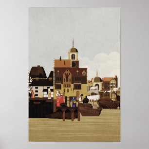 mittelalterlicher Hafen Poster