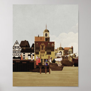 mittelalterlicher Hafen Poster