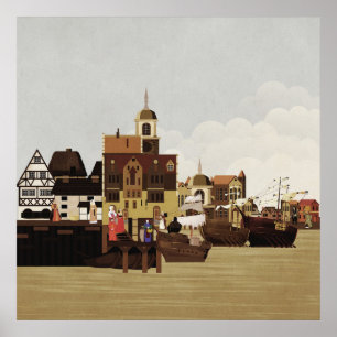 mittelalterlicher Hafen Poster