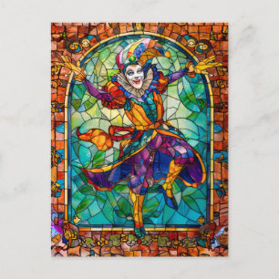 Mittelalterlicher Hofnarr Clown Postkarte