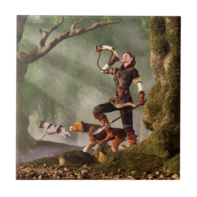 Mittelalterlicher Huntress Fliese (Vorderseite)