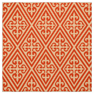 Mittelalterlicher KreuzDamast - Korallenorange und Stoff