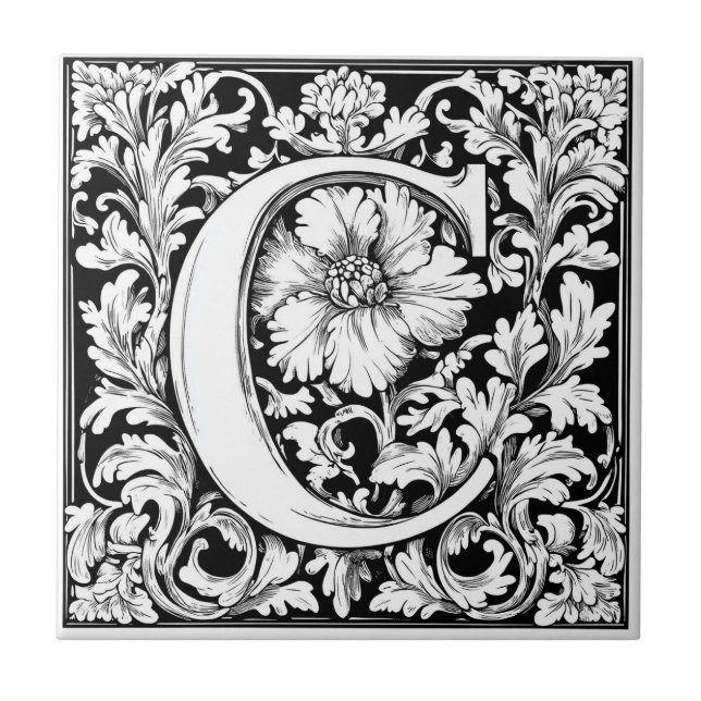 mittelalterlicher Leuchtbrief C Fliese (Vorderseite)