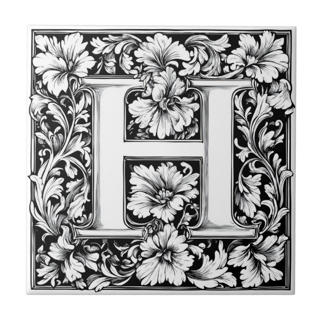 mittelalterlicher Leuchtbrief H Fliese (Vorderseite)
