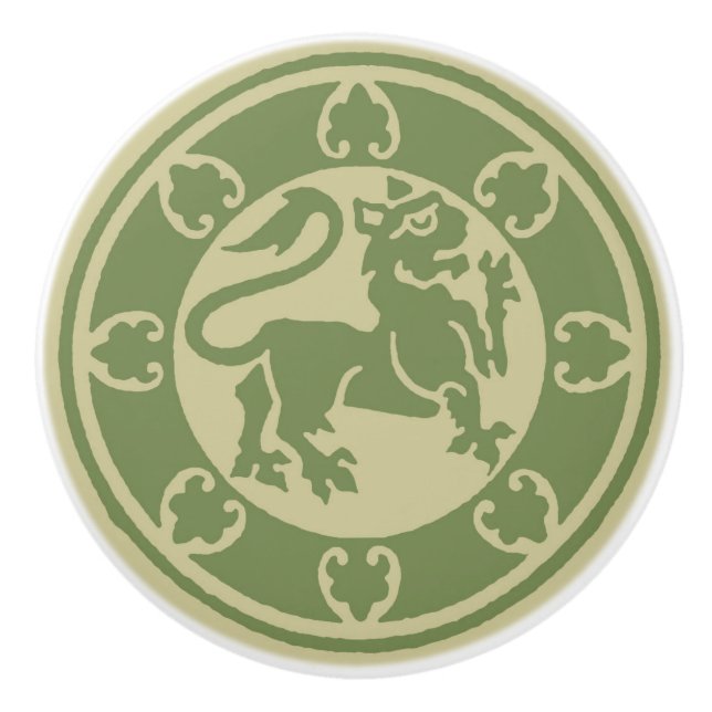 Mittelalterlicher Löwe Keramikknauf (Vorderseite)