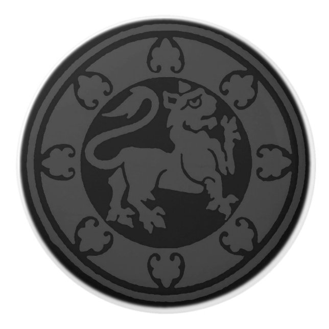 Mittelalterlicher Löwe Keramikknauf (Vorderseite)