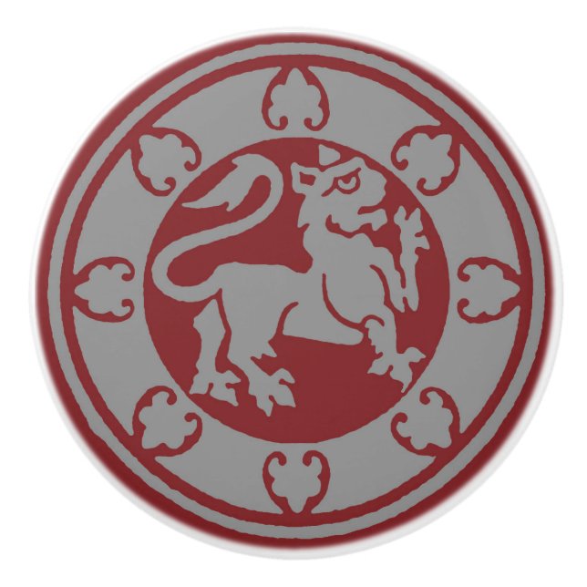 Mittelalterlicher Löwe Keramikknauf (Vorderseite)