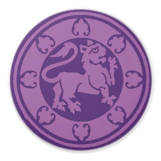 Mittelalterlicher Löwe Keramikknauf (Vorderseite)