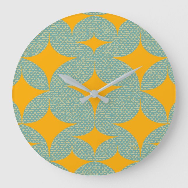 Mittelalterlicher, moderner türkisfarbener Diamant Große Wanduhr (Vorderseite)