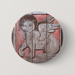 Mittelalterlicher mythologischer Löwe - Löwe des Button