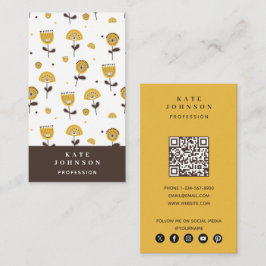 Mittelalterlicher QR-Code für moderne Gelbe Flora Visitenkarte