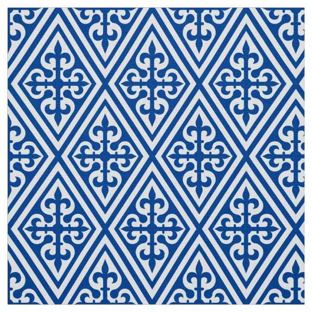 Mittelalterlicher Querdamast - Kobalt-Blau und Stoff (Muster)