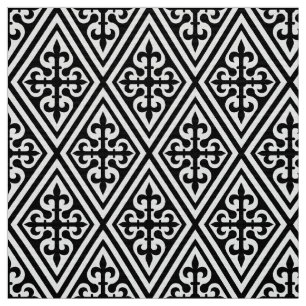Mittelalterlicher Querdamast - Schwarzweiss Stoff