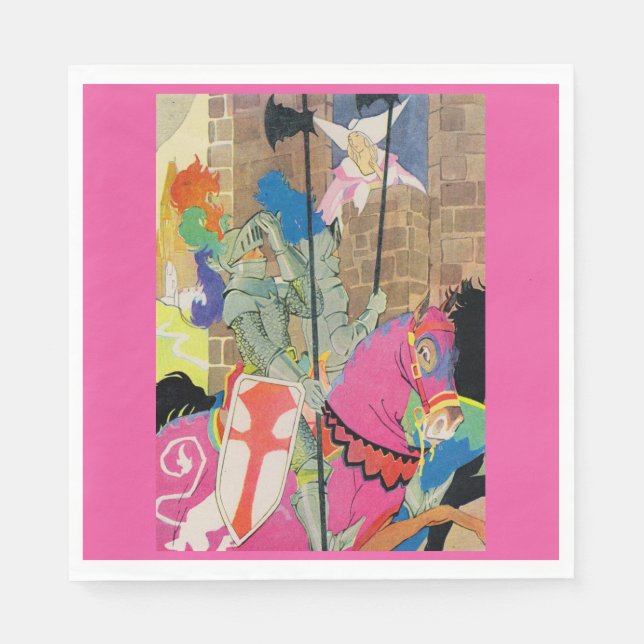 Mittelalterlicher Ritter auf dem Pferd Serviette (Vorderseite)