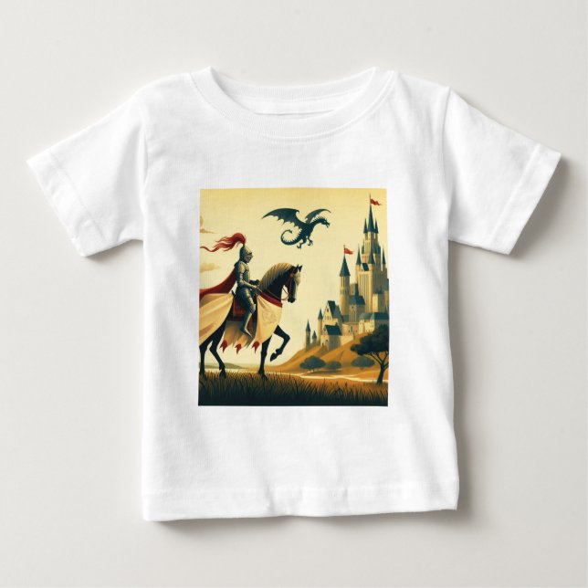 Mittelalterlicher Ritter/Drache/Burgfantsänger Baby T-shirt (Vorderseite)