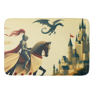 Mittelalterlicher Ritter/Drache/Burgfantsänger Badematte