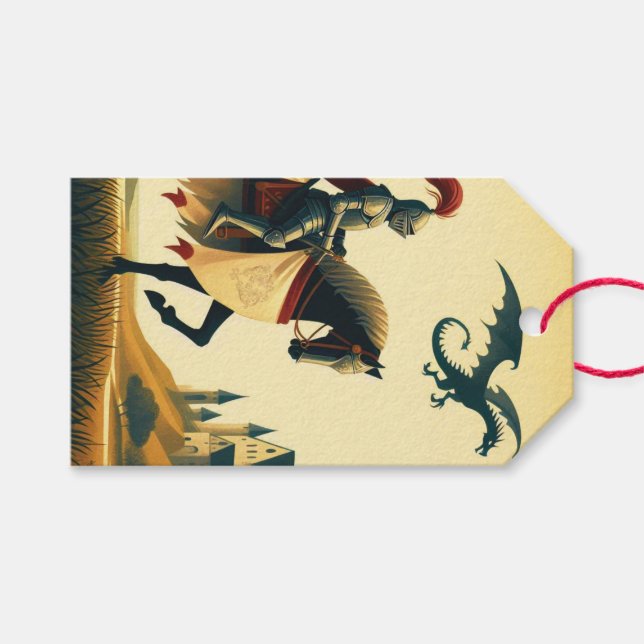 Mittelalterlicher Ritter/Drache/Burgfantsänger Geschenkanhänger (Vorderseite (Horizontal))