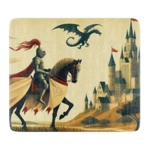 Mittelalterlicher Ritter/Drache/Burgfantsänger Schneidebrett