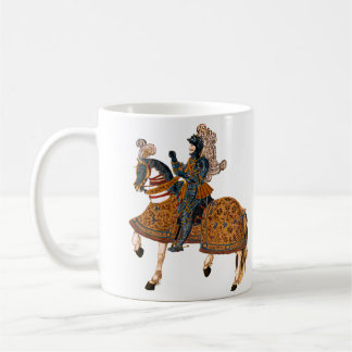 Mittelalterlicher Ritter im Rüstzeug auf Pferd Kaffeetasse