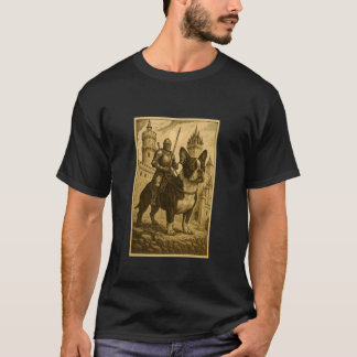 Mittelalterlicher Ritter reitet Boston Terrier Hun T-Shirt