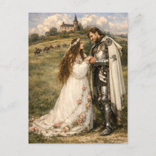 Mittelalterlicher Ritter, Schloss & Prinzessin Feiertagspostkarte