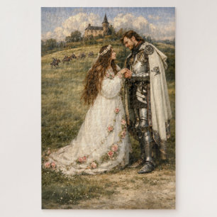 Mittelalterlicher Ritter, Schloss und Prinzessin Puzzle
