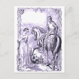 Mittelalterlicher Ritter und Dame Postkarte