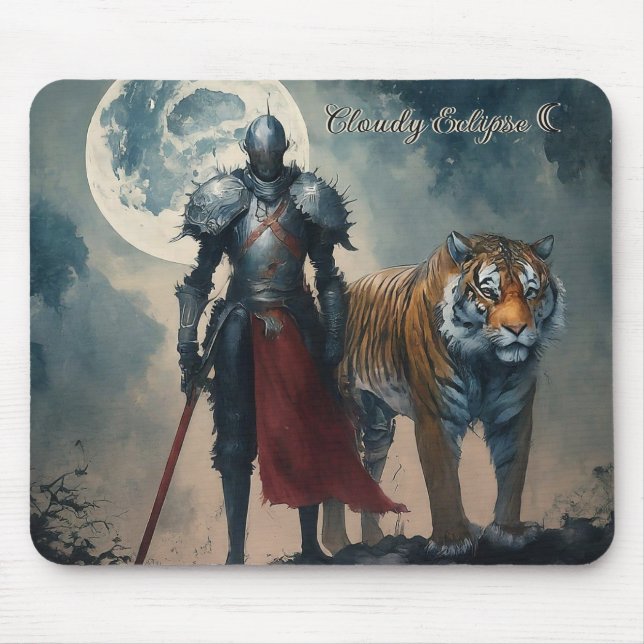 Mittelalterlicher Ritter und Tigermousepad Mousepad (Vorne)