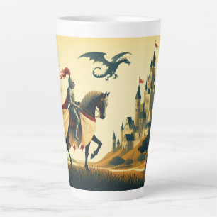 mittelalterlicher Ritter/Wyvern/Burg Fantasy Milchtasse