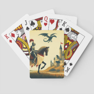 Mittelalterlicher Ritter & Wyvern-Fantasy  Spielkarten