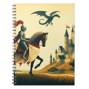 Mittelalterlicher Ritter & Wyvern mit Fantasy-Schl Notizblock