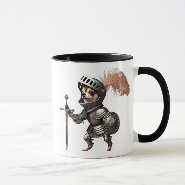 Mittelalterlicher Ritterhund mit einem Schwert Tasse (Rechts)