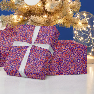 Mittelalterlicher Rot Weiß Lila Kranz Blätter Roma Geschenkpapier
