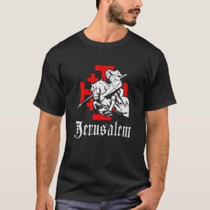 Mittelalterlicher Tempelritter am Kriegspferd Jeru T-Shirt