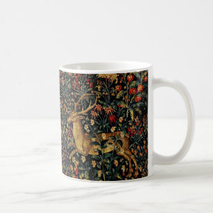 Mittelalterlicher Unicorn Mitternacht Blumengarten Kaffeetasse