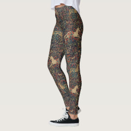 Mittelalterlicher Unicorn Mitternacht Blumengarten Leggings