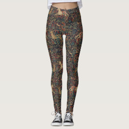 Mittelalterlicher Unicorn Mitternacht Blumengarten Leggings