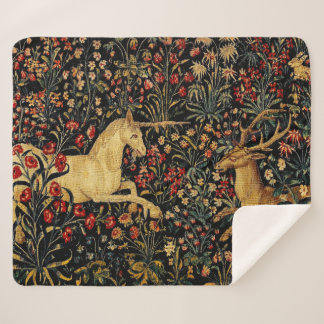 Mittelalterlicher Unicorn Mitternacht Blumengarten Sherpadecke