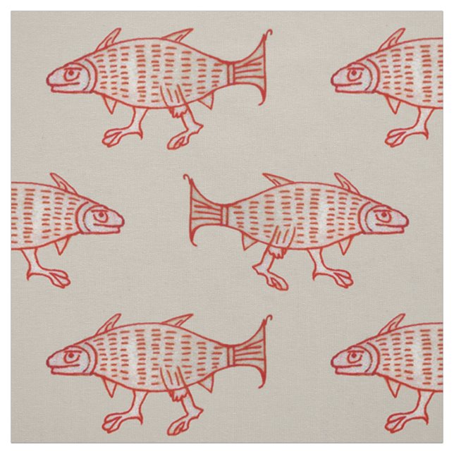 Mittelalterlicher Walking Fisch auf Papst Stoff (Muster)