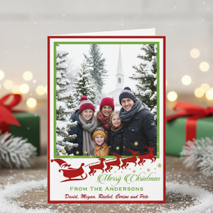 Mittelalterlicher Weihnachtsmann & Rentier Benutze Feiertagskarte