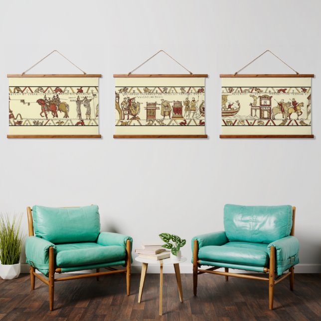 Mittelalterliches Angelsächsisch Bayeux Wandteppich Mit Holzrahmen (Wohnzimmer)