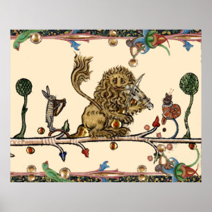 Mittelalterliches Bestiarium macht Musik Violinist Poster