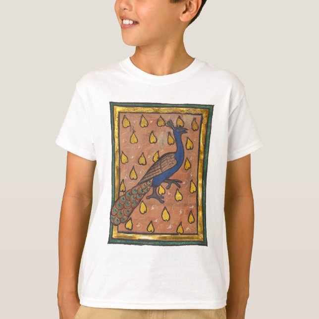Mittelalterliches Bestiarium Pfau c. 1270 T-Shirt (Vorderseite)