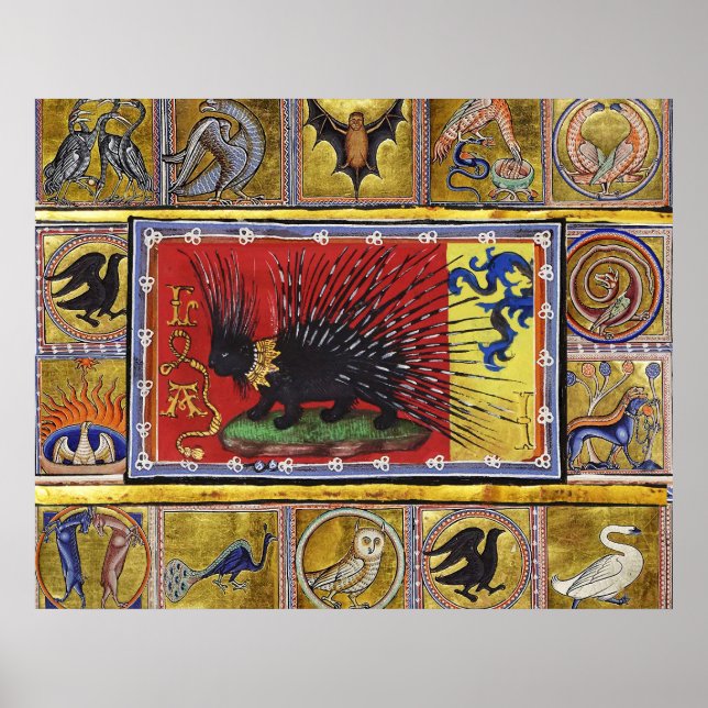 Mittelalterliches Bestiarium, SCHWARZER IGELEKÖNIG Poster (Vorne)