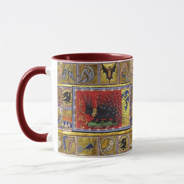 MITTELALTERLICHES BESTIARIUM, SCHWARZER IGELKÖNIG  TASSE (Links)