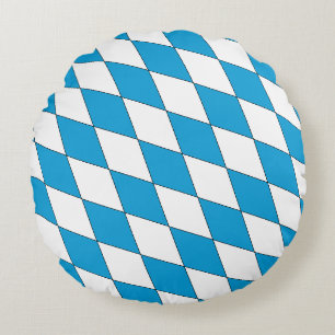 Mittelalterliches Blau Weiß Schwarz Bayern Diamant Rundes Kissen