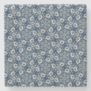 Mittelalterliches blaues Blumendesign Steinuntersetzer