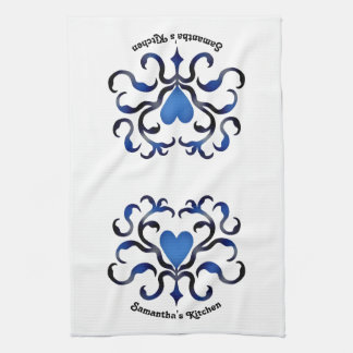Mittelalterliches blaues Herz Handtuch