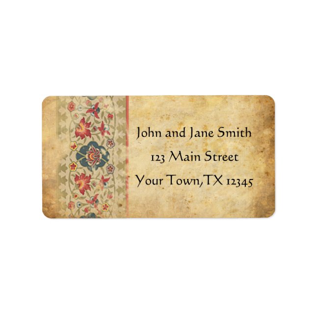 Mittelalterliches Blumendesign Adressaufkleber (Vorne)